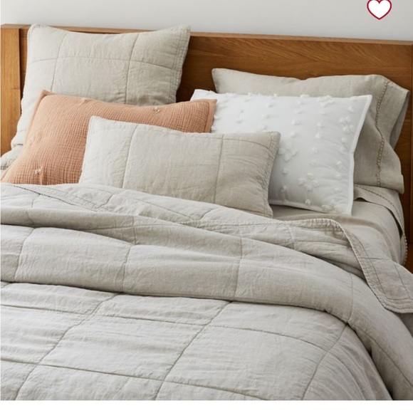 NWT West Elm European Flax Linen box stitch Euro sham- SET OF 2 - Picture 3 of 4